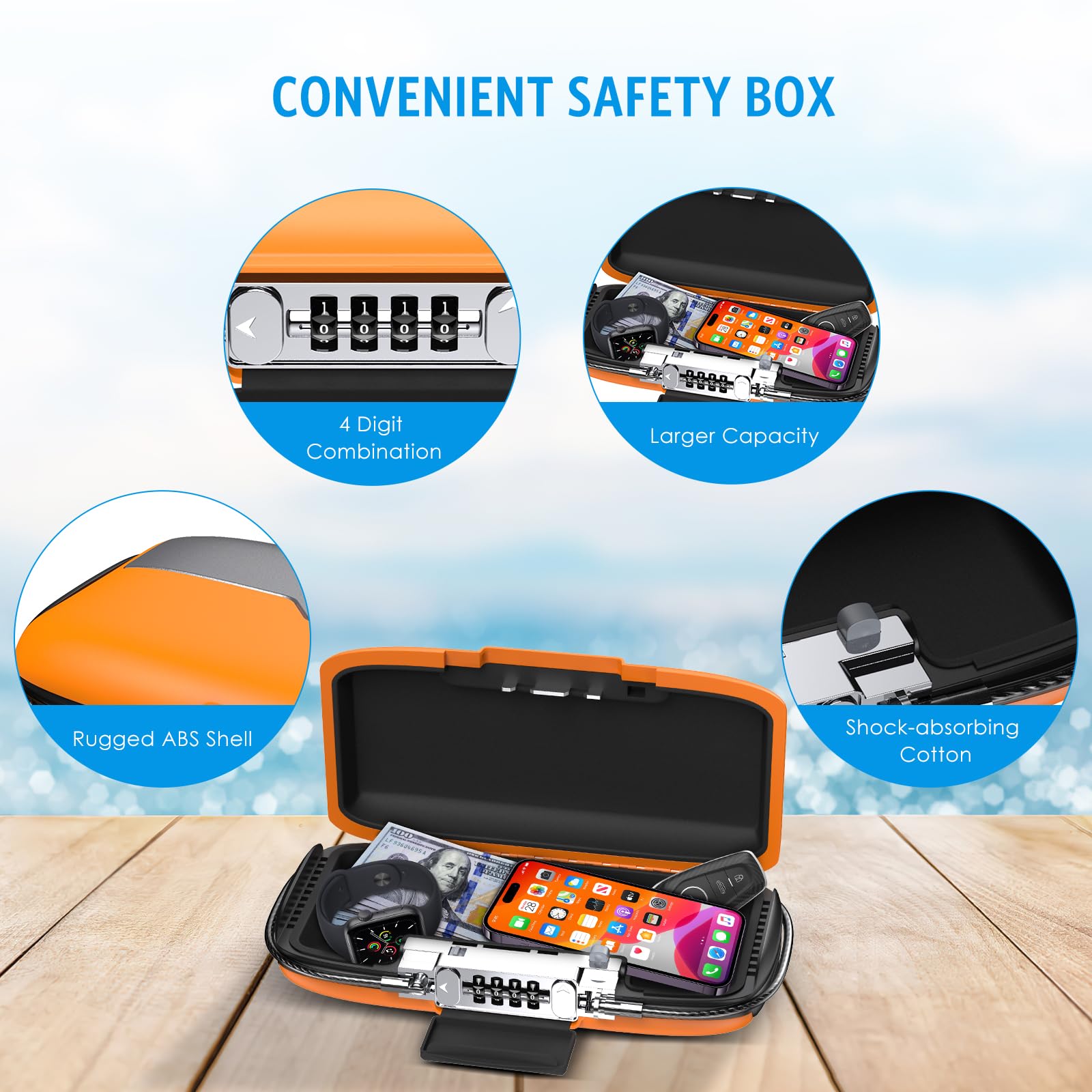 Portable Safe Lock Box with 4- - Chain Lock Combination recension och pris